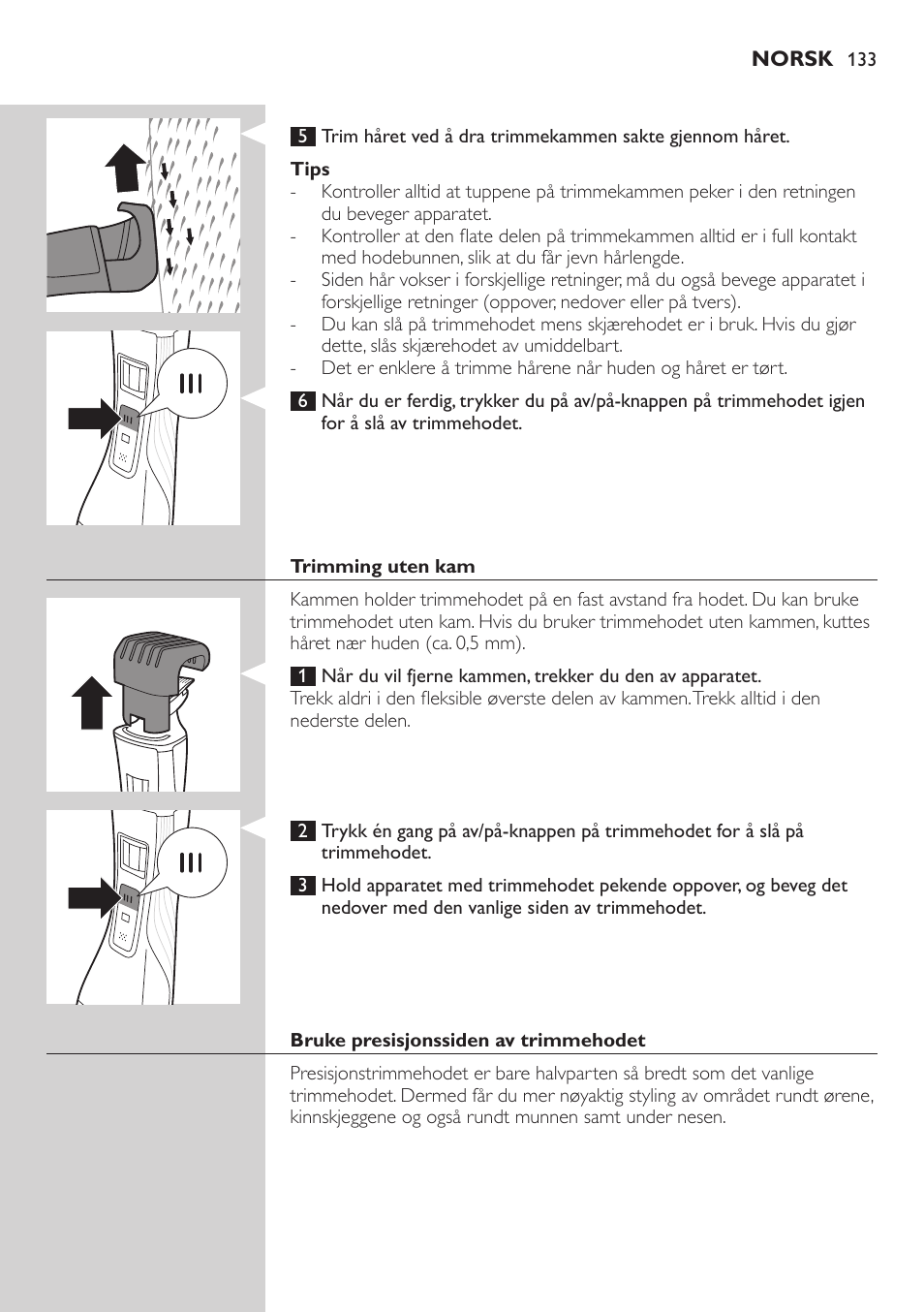 Philips StyleShaver Wasserdichter Rasierer und Styler User Manual | Page 133 / 182