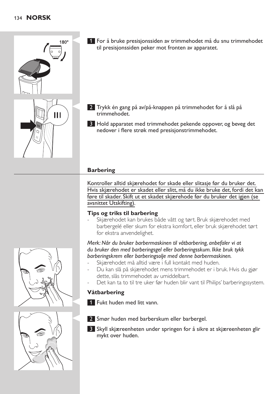 Philips StyleShaver Wasserdichter Rasierer und Styler User Manual | Page 134 / 182