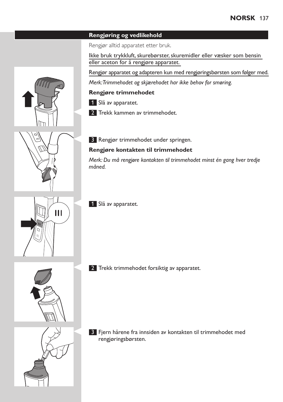 Philips StyleShaver Wasserdichter Rasierer und Styler User Manual | Page 137 / 182