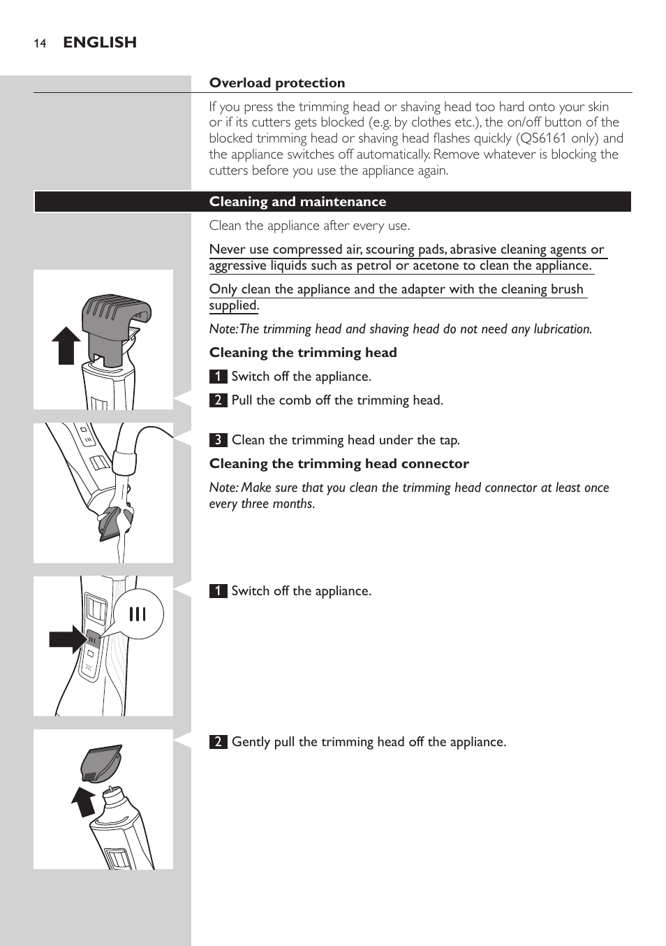 Philips StyleShaver Wasserdichter Rasierer und Styler User Manual | Page 14 / 182