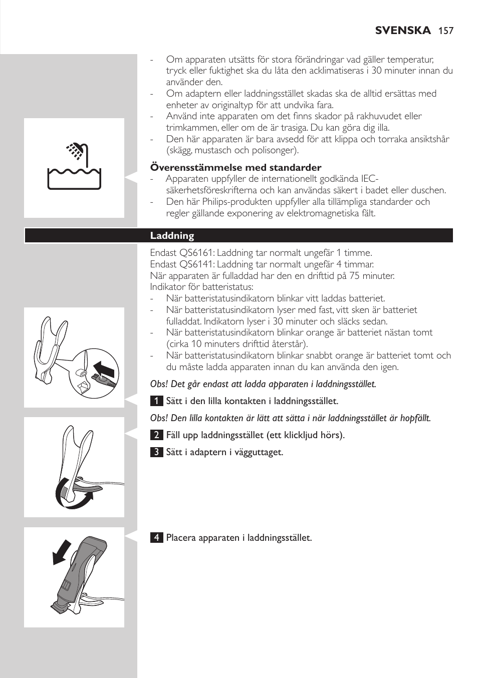 Philips StyleShaver Wasserdichter Rasierer und Styler User Manual | Page 157 / 182