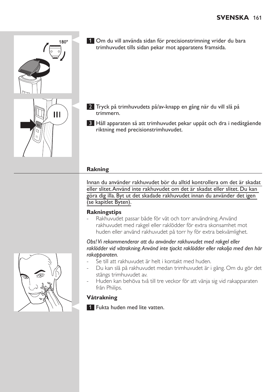 Philips StyleShaver Wasserdichter Rasierer und Styler User Manual | Page 161 / 182