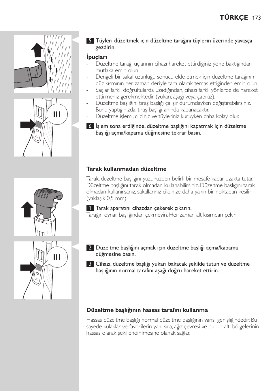 Philips StyleShaver Wasserdichter Rasierer und Styler User Manual | Page 173 / 182