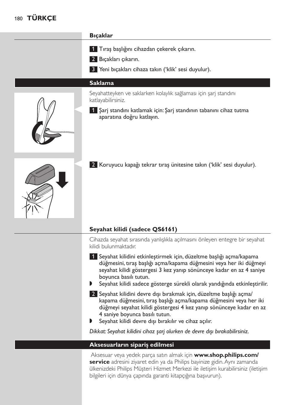 Philips StyleShaver Wasserdichter Rasierer und Styler User Manual | Page 180 / 182