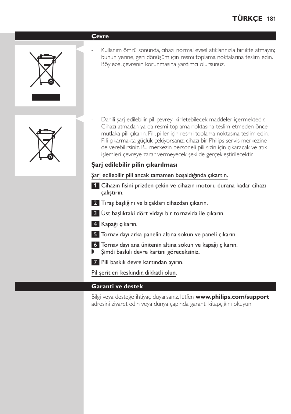 Philips StyleShaver Wasserdichter Rasierer und Styler User Manual | Page 181 / 182