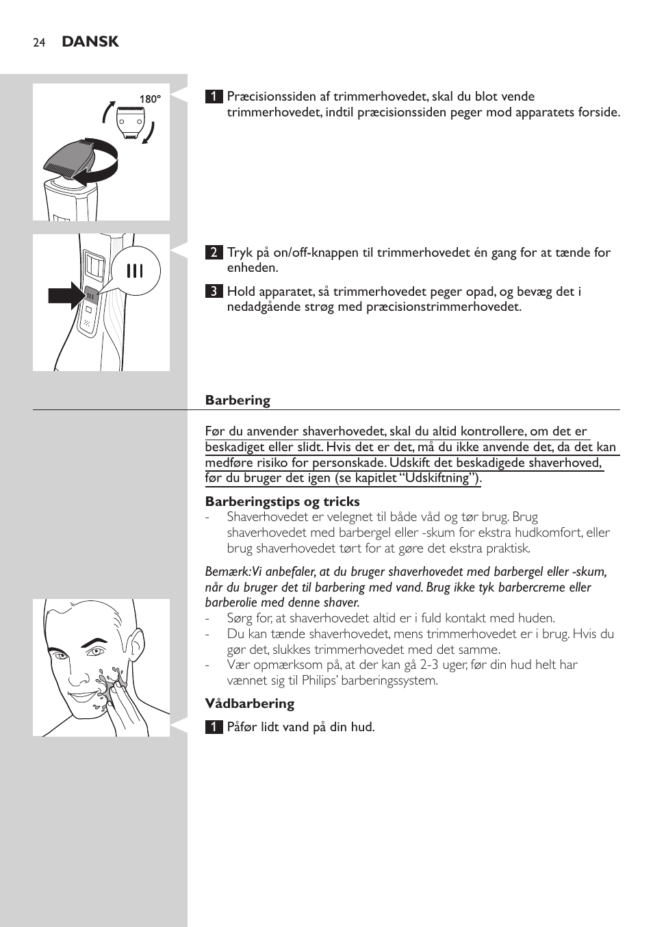 Philips StyleShaver Wasserdichter Rasierer und Styler User Manual | Page 24 / 182