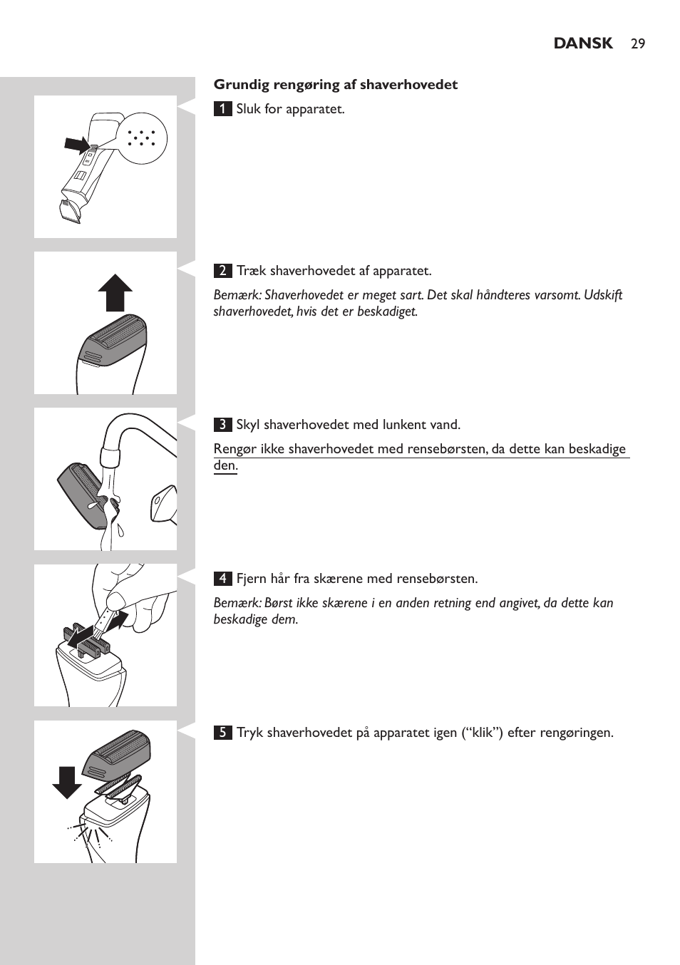 Philips StyleShaver Wasserdichter Rasierer und Styler User Manual | Page 29 / 182