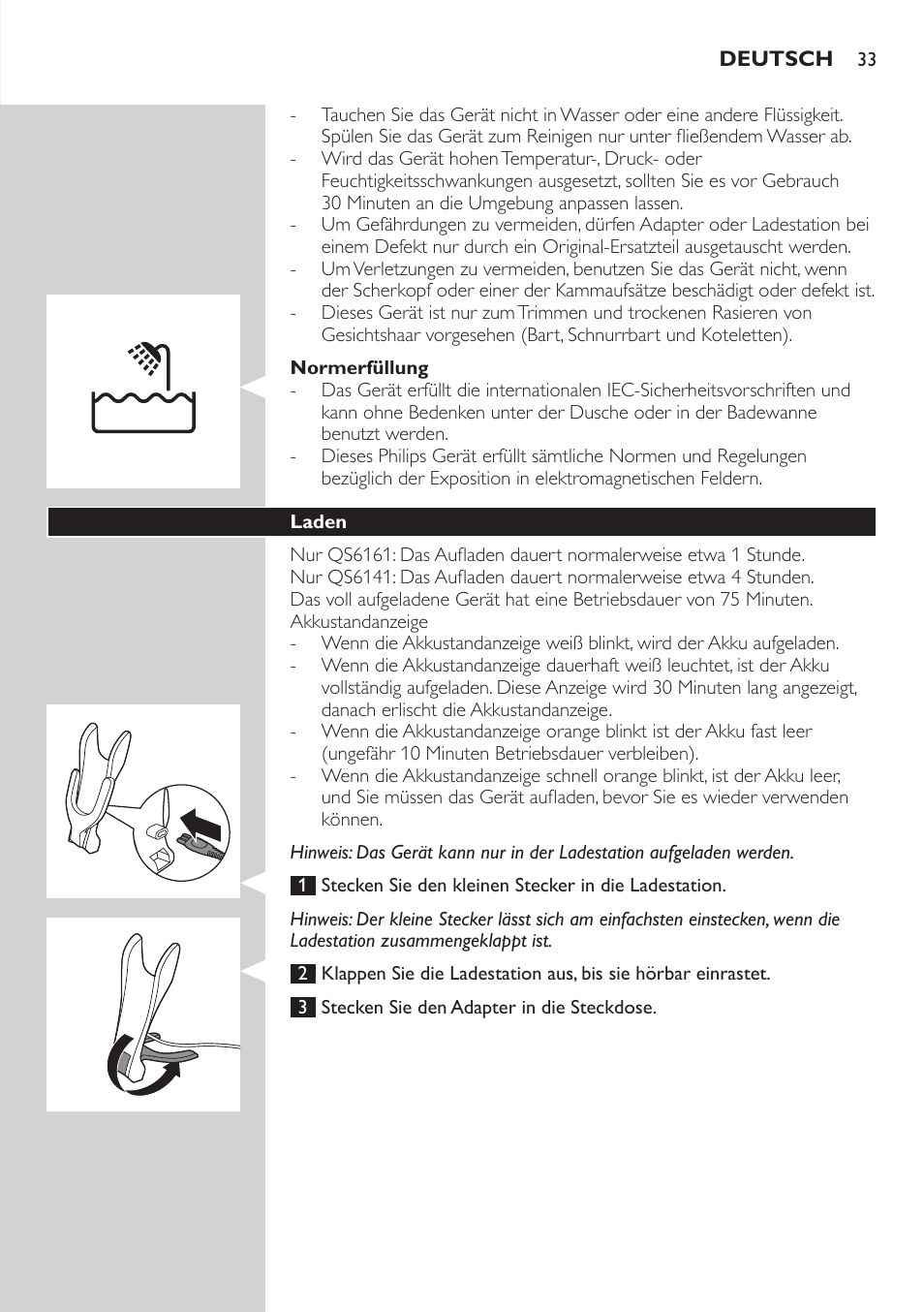 Philips StyleShaver Wasserdichter Rasierer und Styler User Manual | Page 33 / 182