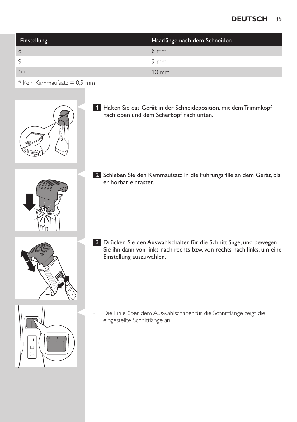 Philips StyleShaver Wasserdichter Rasierer und Styler User Manual | Page 35 / 182