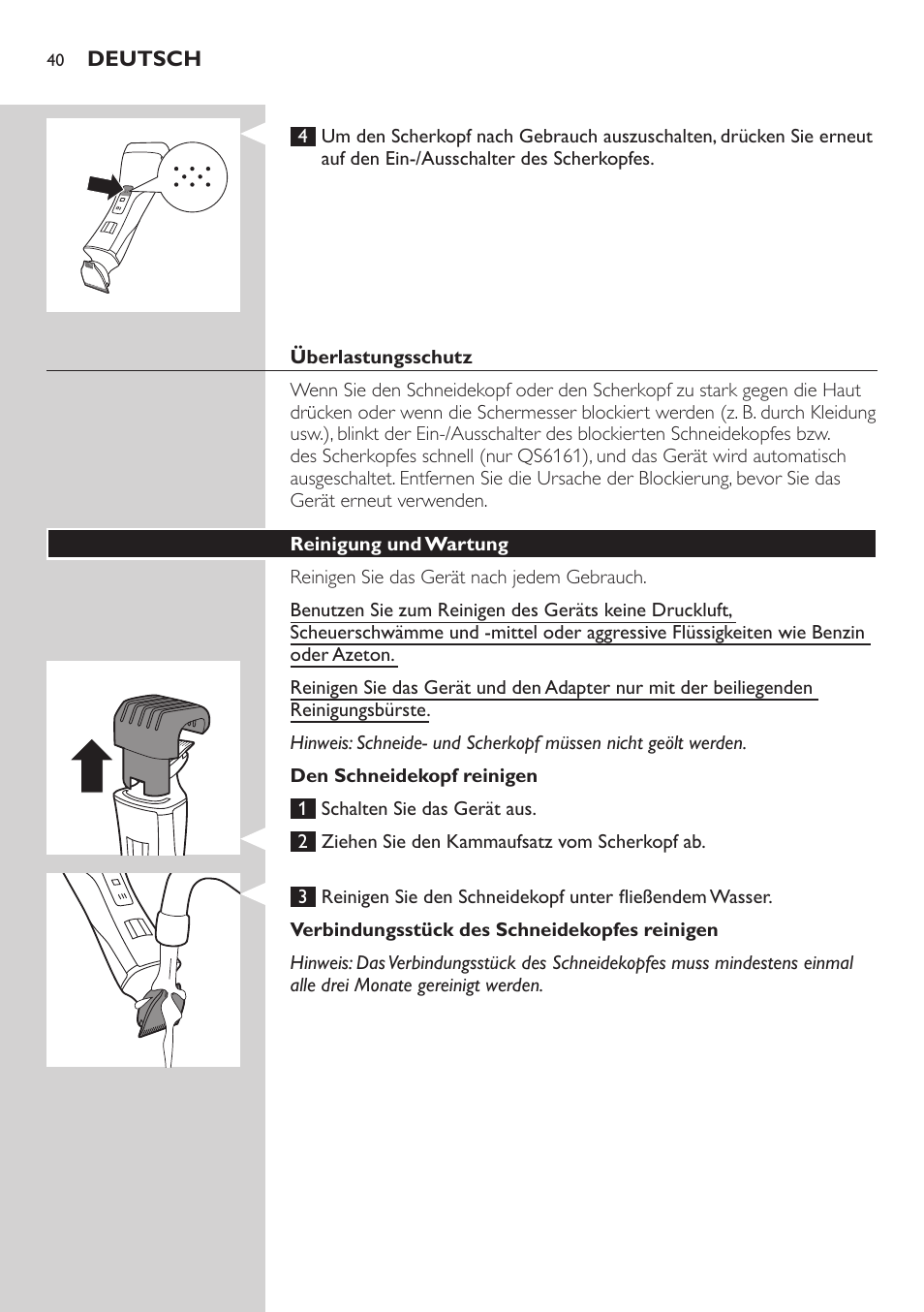 Philips StyleShaver Wasserdichter Rasierer und Styler User Manual | Page 40 / 182