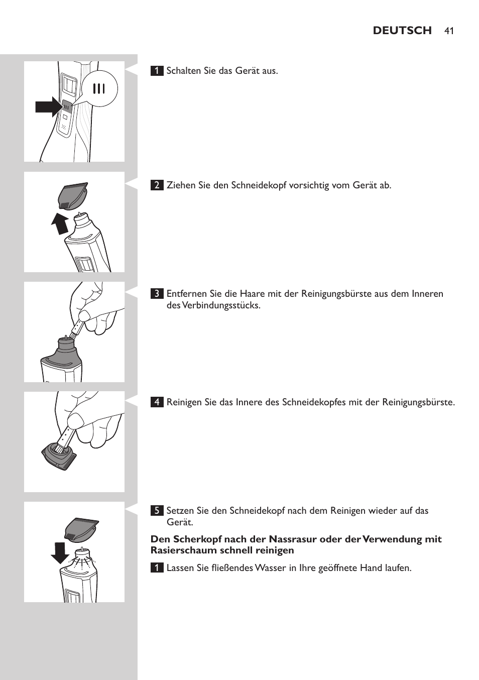 Philips StyleShaver Wasserdichter Rasierer und Styler User Manual | Page 41 / 182