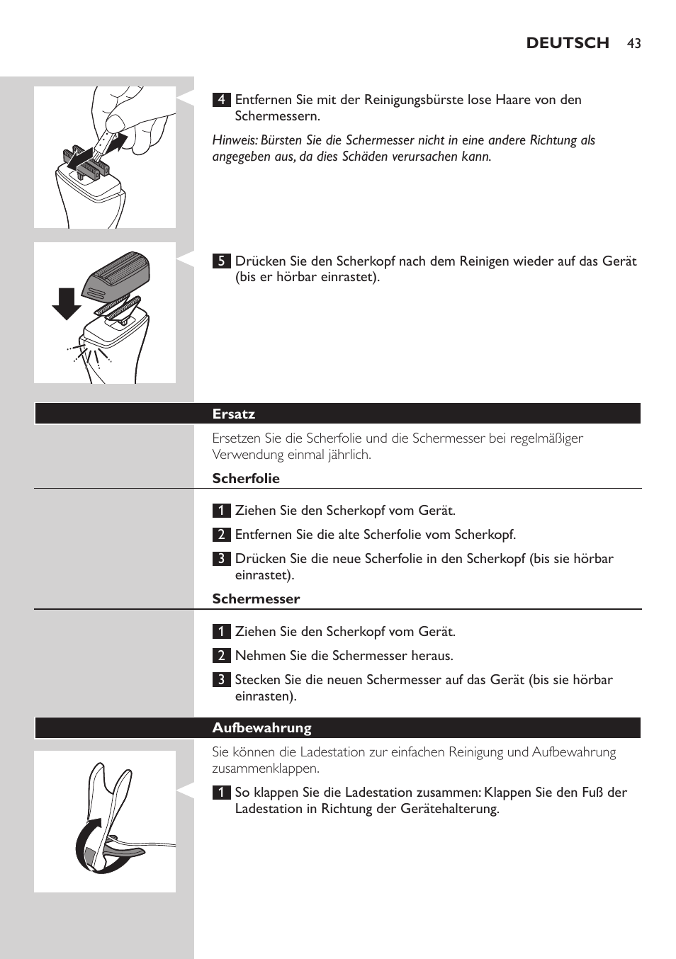Philips StyleShaver Wasserdichter Rasierer und Styler User Manual | Page 43 / 182