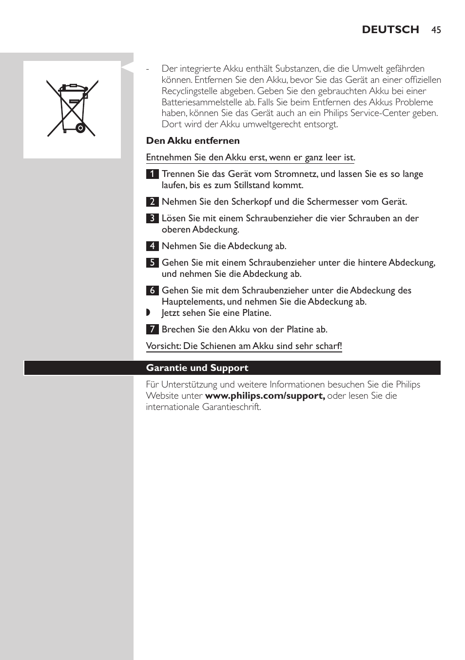 Philips StyleShaver Wasserdichter Rasierer und Styler User Manual | Page 45 / 182