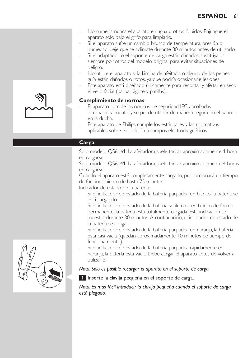 Philips StyleShaver Wasserdichter Rasierer und Styler User Manual | Page 61 / 182