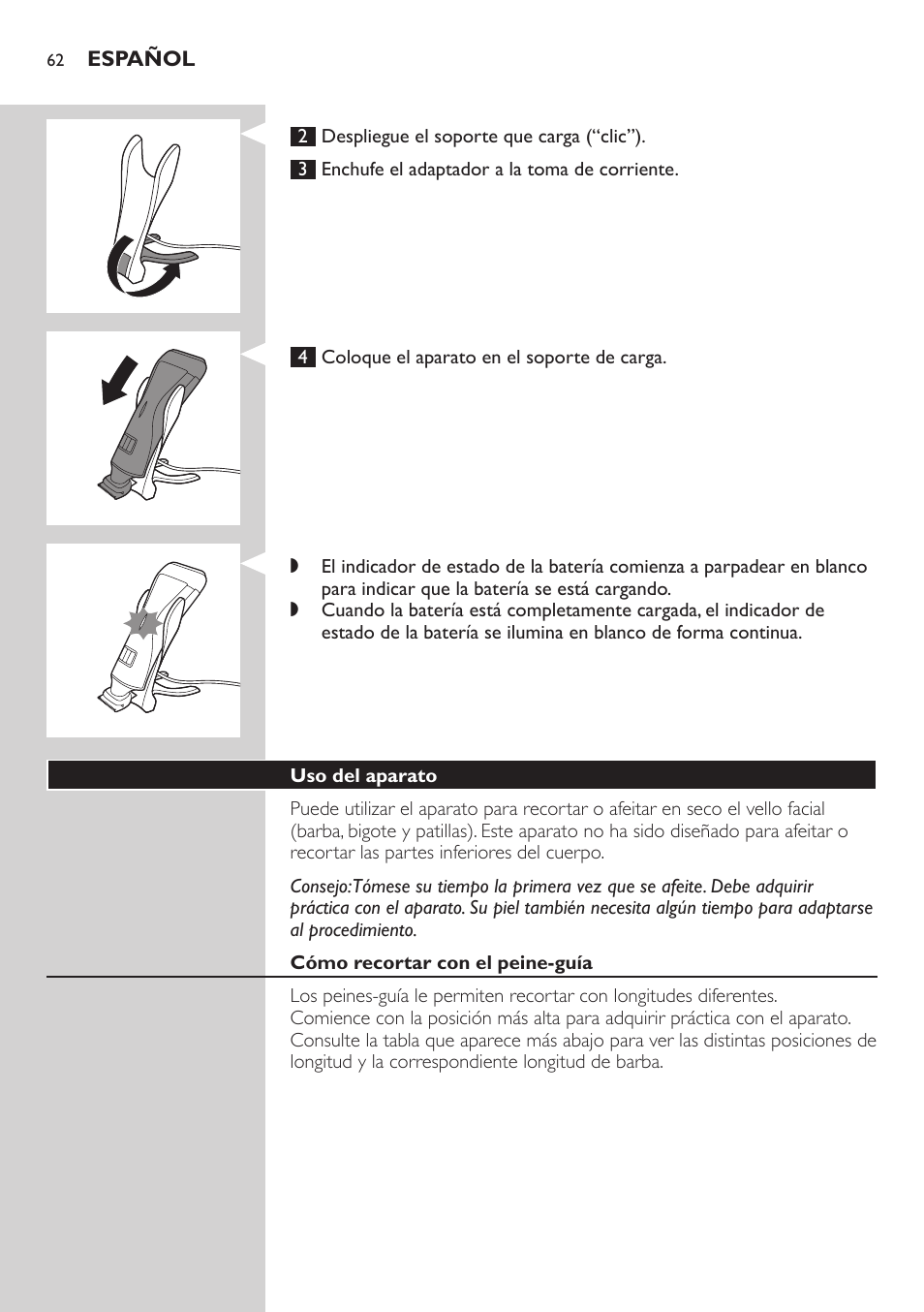 Philips StyleShaver Wasserdichter Rasierer und Styler User Manual | Page 62 / 182