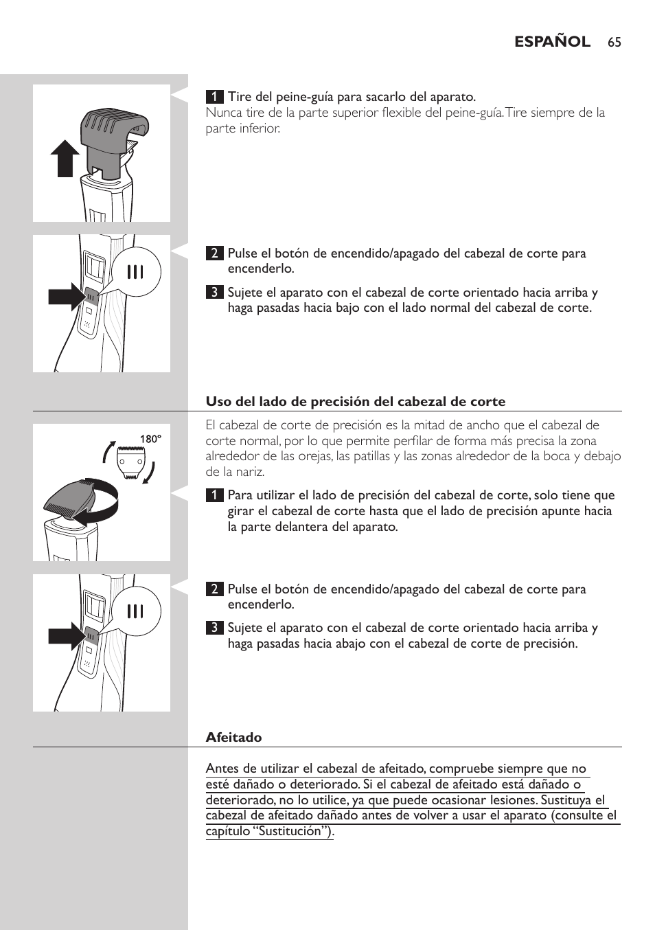 Philips StyleShaver Wasserdichter Rasierer und Styler User Manual | Page 65 / 182