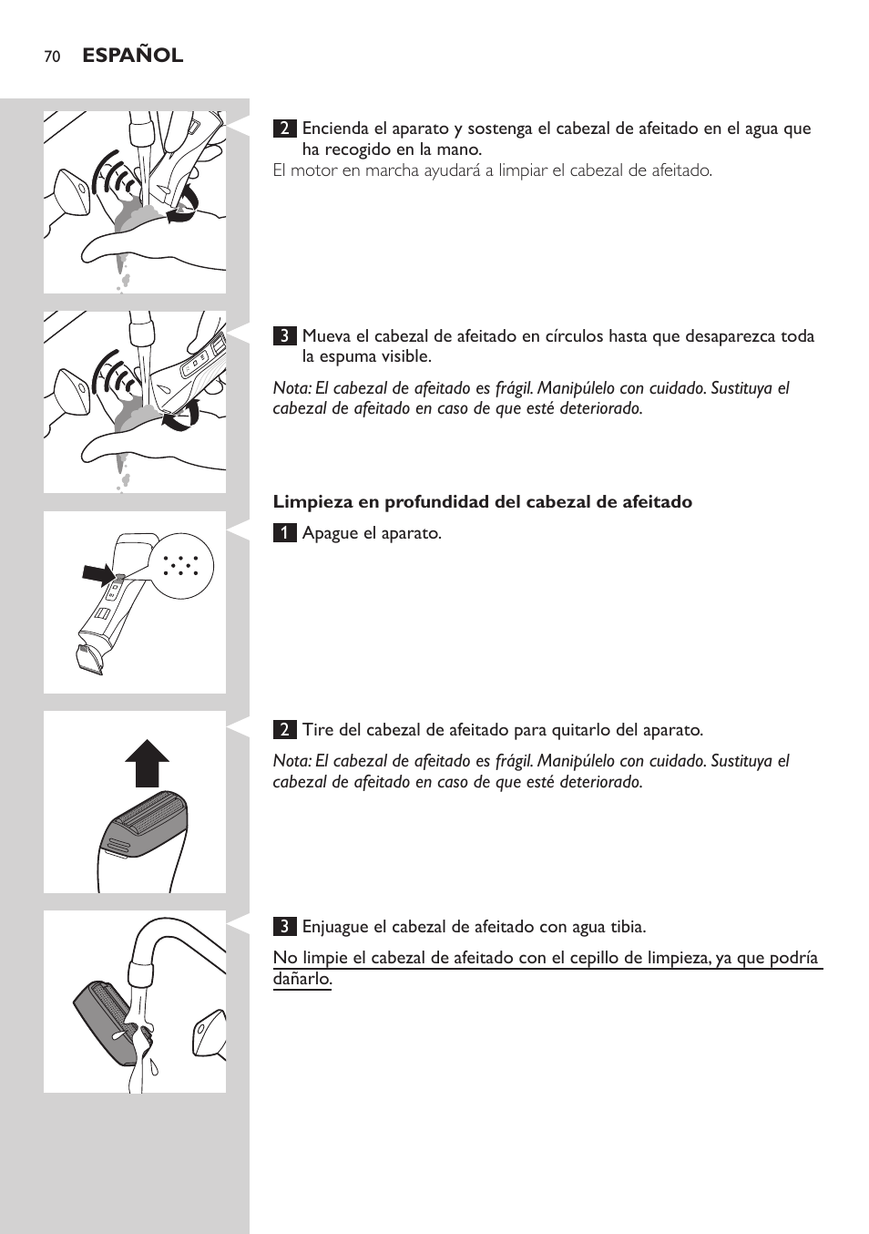 Philips StyleShaver Wasserdichter Rasierer und Styler User Manual | Page 70 / 182