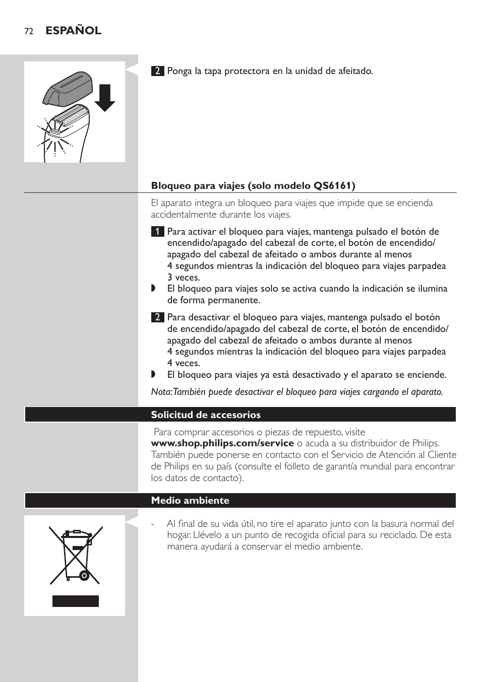 Philips StyleShaver Wasserdichter Rasierer und Styler User Manual | Page 72 / 182