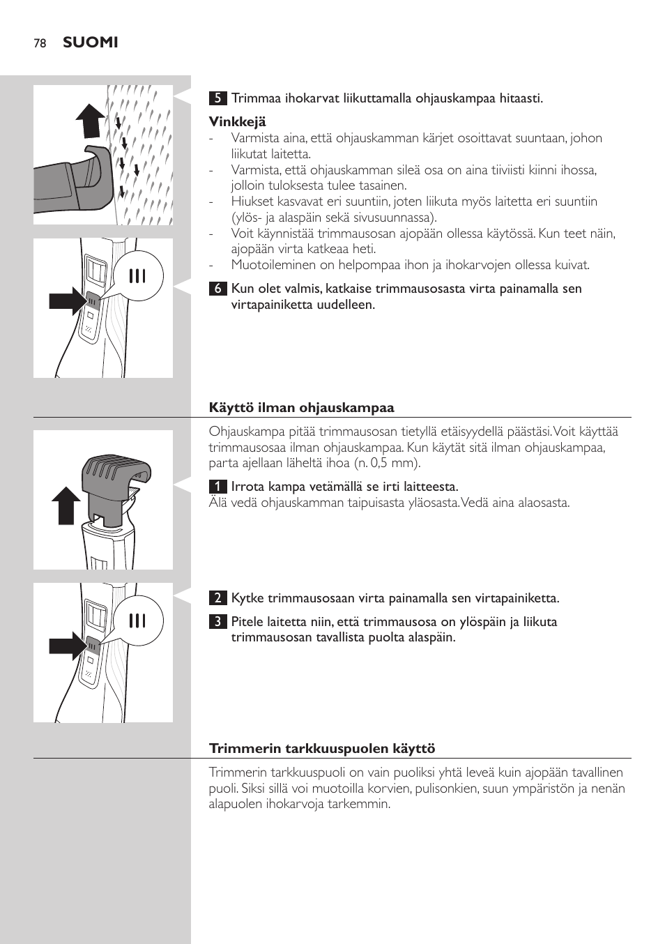 Philips StyleShaver Wasserdichter Rasierer und Styler User Manual | Page 78 / 182
