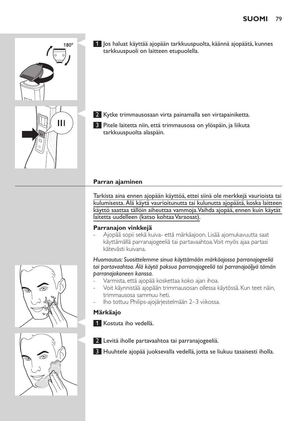 Philips StyleShaver Wasserdichter Rasierer und Styler User Manual | Page 79 / 182