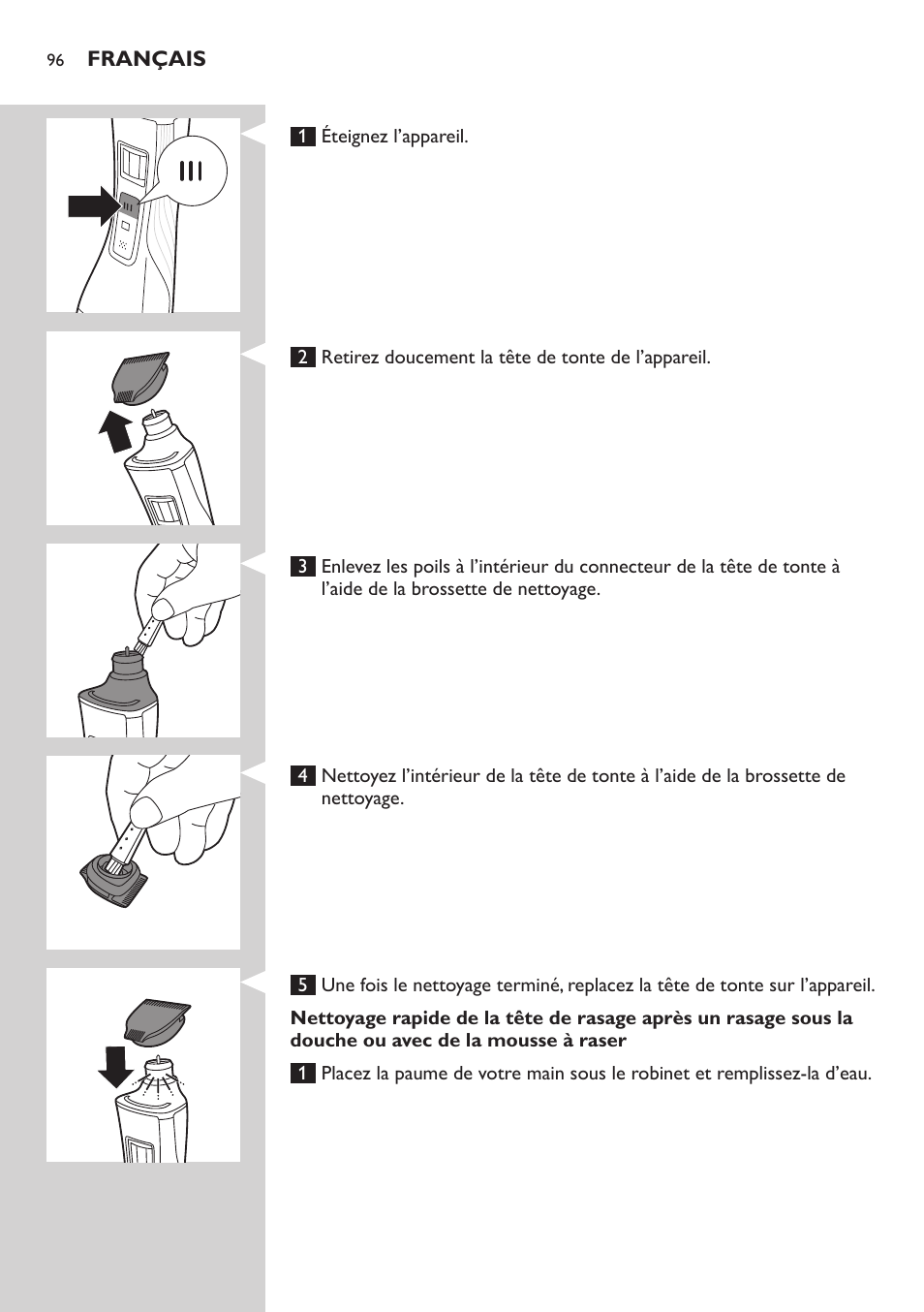 Philips StyleShaver Wasserdichter Rasierer und Styler User Manual | Page 96 / 182