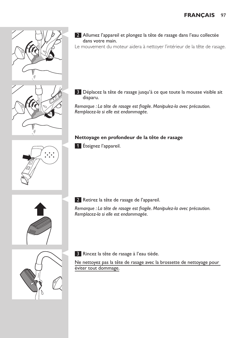 Philips StyleShaver Wasserdichter Rasierer und Styler User Manual | Page 97 / 182