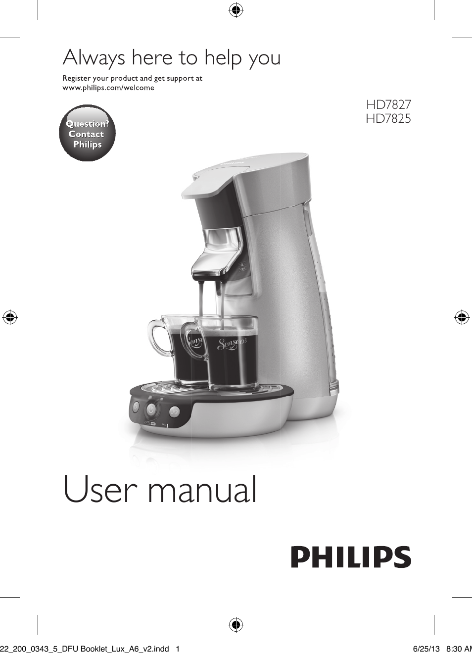 Philips SENSEO® Viva Café Kaffeepadmaschine User Manual | 118 pages