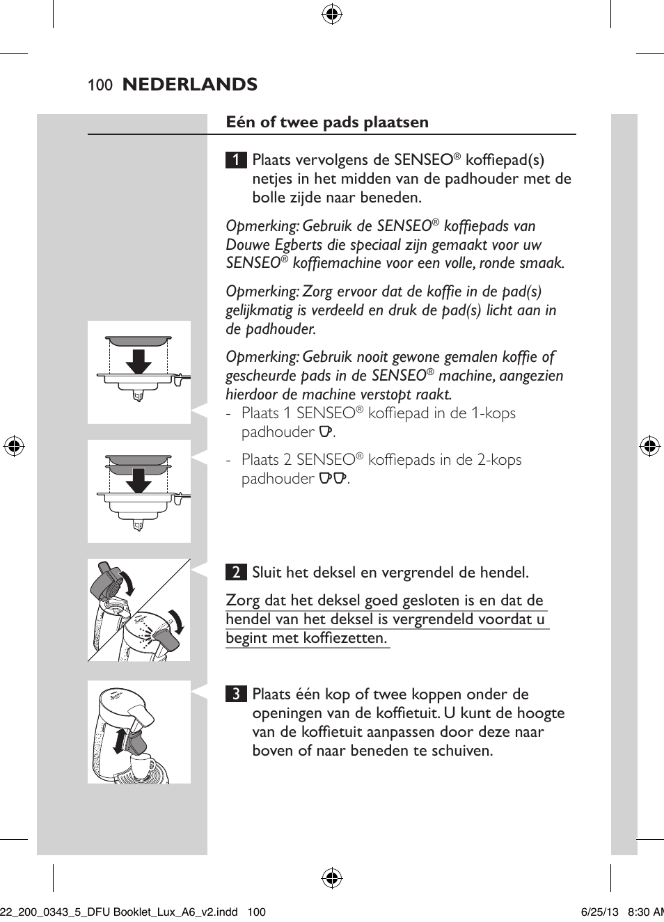 Nederlands | Philips SENSEO® Viva Café Kaffeepadmaschine User Manual | Page 100 / 118