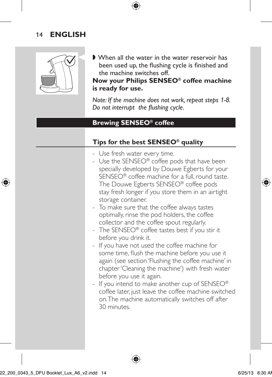 English | Philips SENSEO® Viva Café Kaffeepadmaschine User Manual | Page 14 / 118