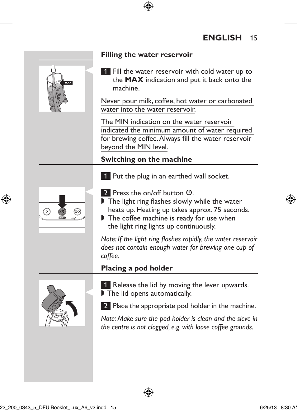 Philips SENSEO® Viva Café Kaffeepadmaschine User Manual | Page 15 / 118