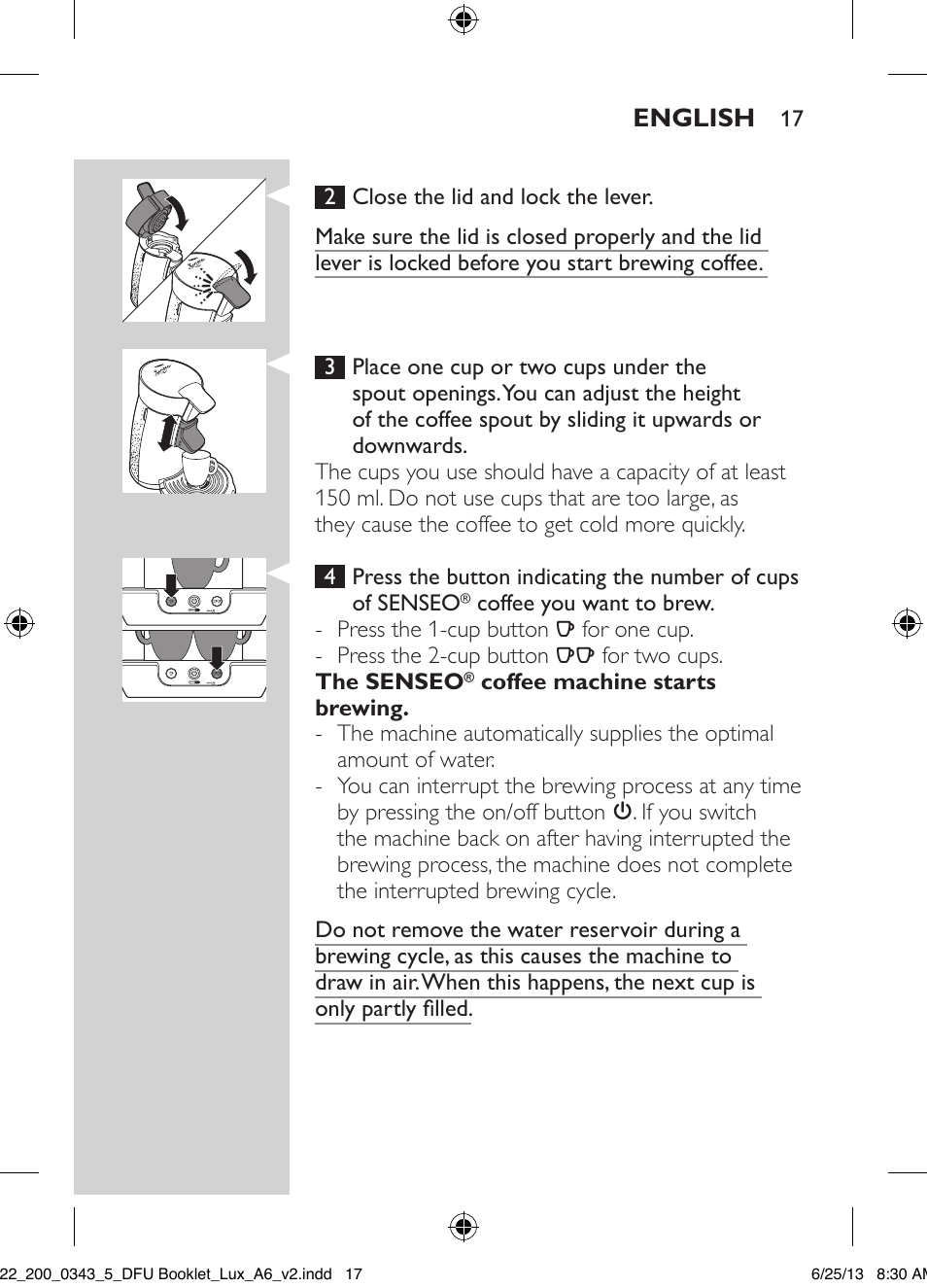 Philips SENSEO® Viva Café Kaffeepadmaschine User Manual | Page 17 / 118