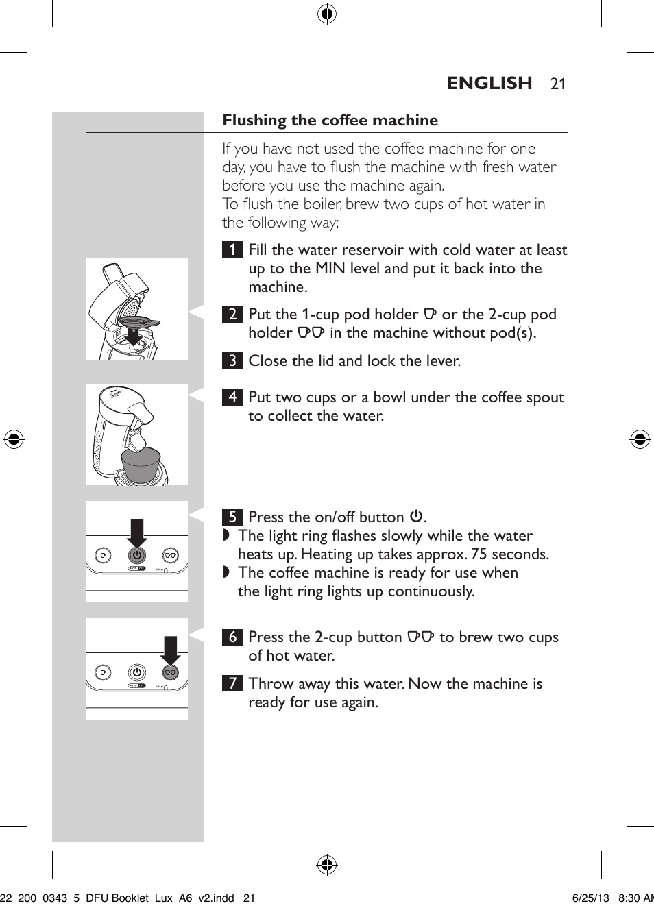 Philips SENSEO® Viva Café Kaffeepadmaschine User Manual | Page 21 / 118