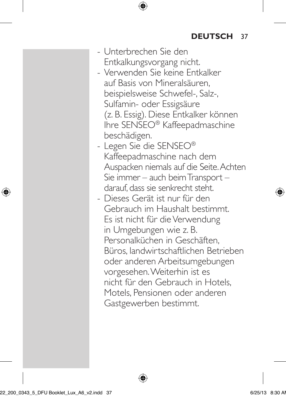 Philips SENSEO® Viva Café Kaffeepadmaschine User Manual | Page 37 / 118