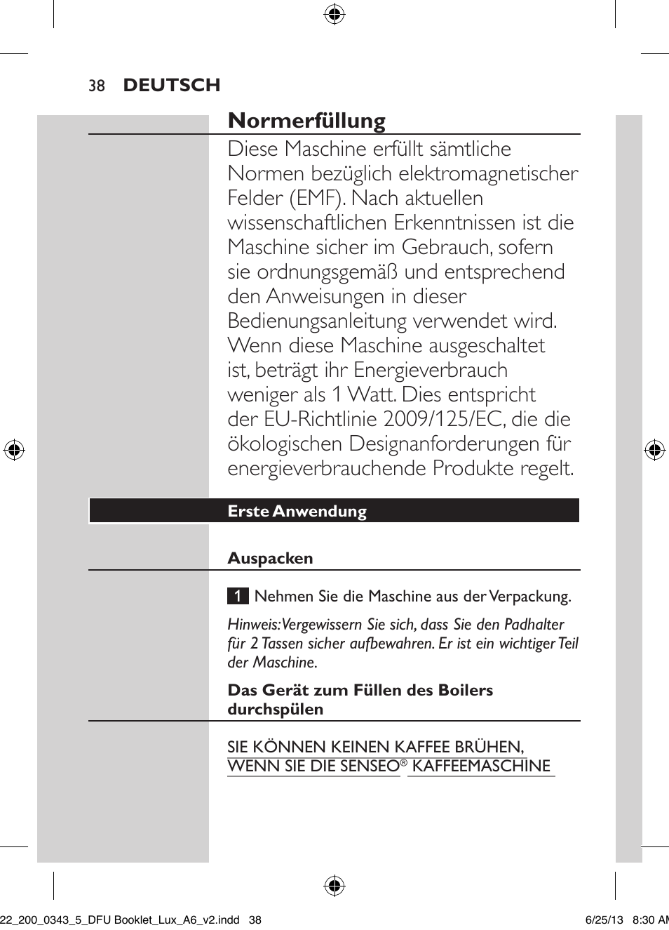 Philips SENSEO® Viva Café Kaffeepadmaschine User Manual | Page 38 / 118