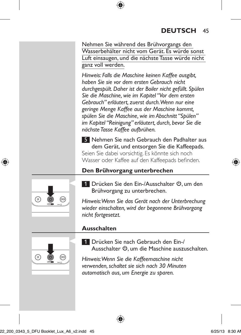 Philips SENSEO® Viva Café Kaffeepadmaschine User Manual | Page 45 / 118