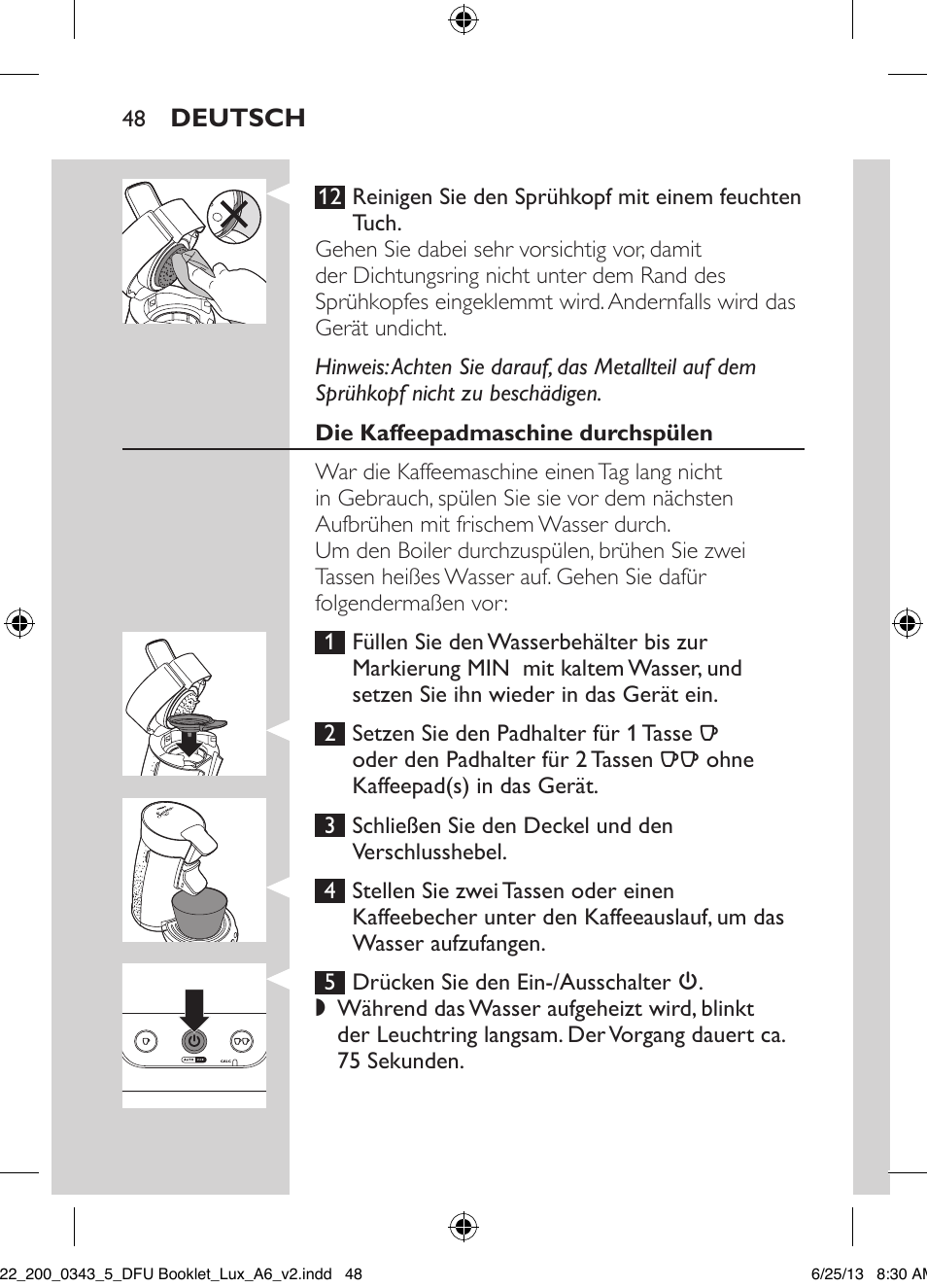 Philips SENSEO® Viva Café Kaffeepadmaschine User Manual | Page 48 / 118