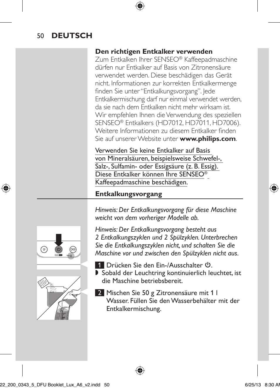 Philips SENSEO® Viva Café Kaffeepadmaschine User Manual | Page 50 / 118