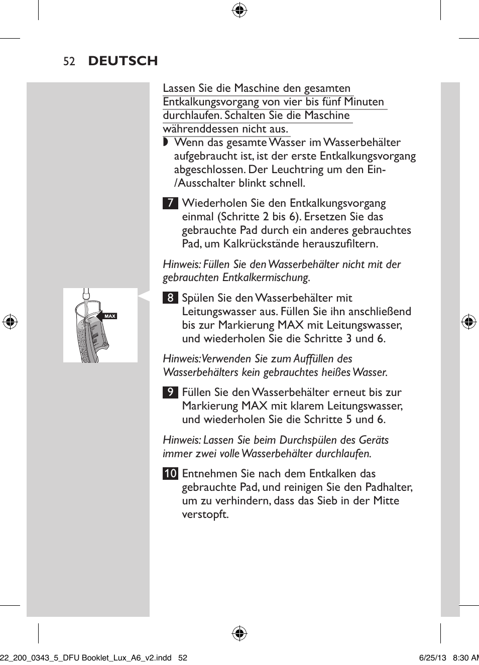 Philips SENSEO® Viva Café Kaffeepadmaschine User Manual | Page 52 / 118