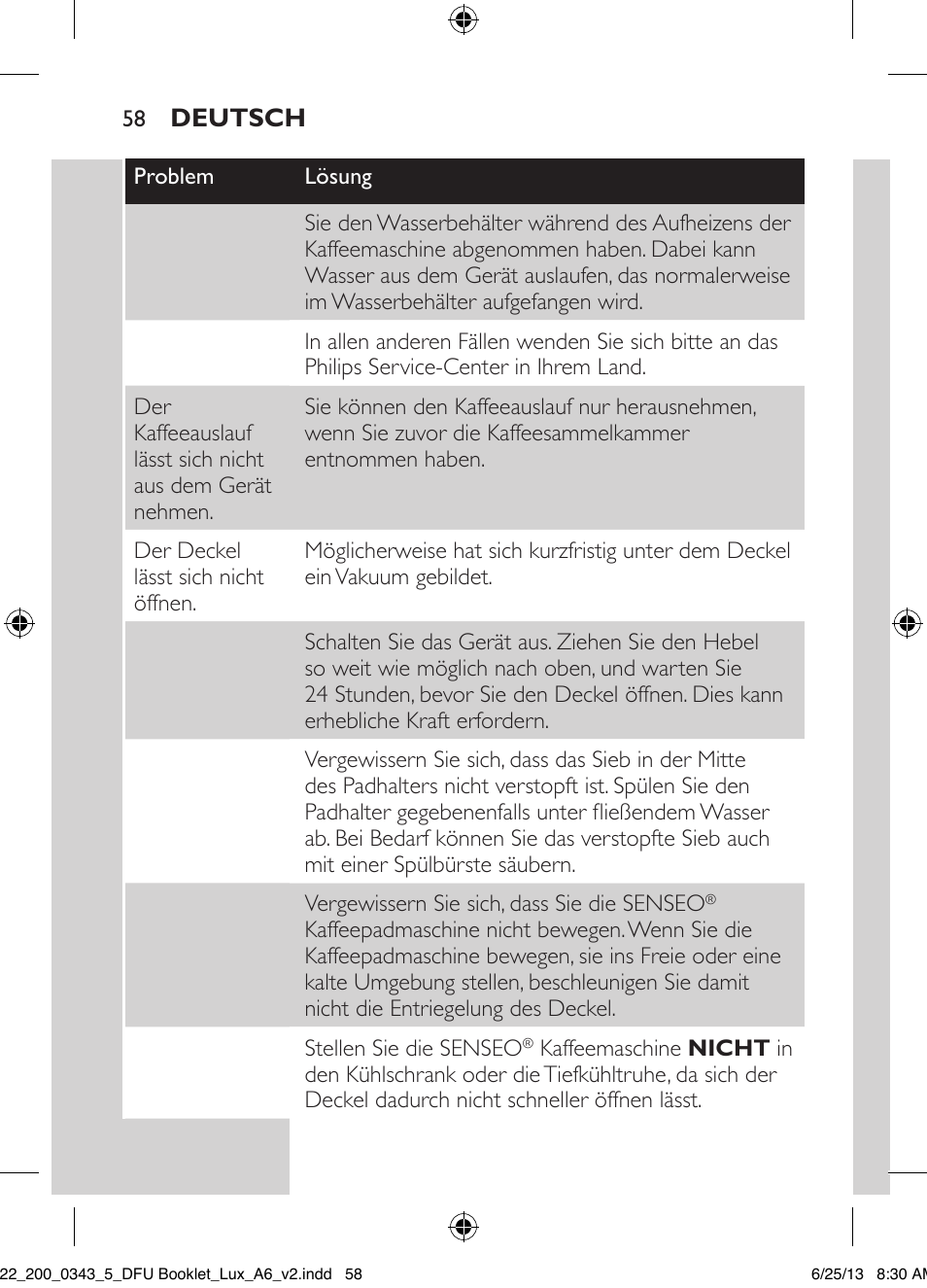 Philips SENSEO® Viva Café Kaffeepadmaschine User Manual | Page 58 / 118