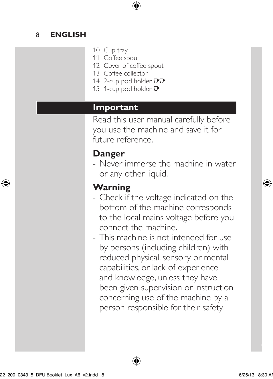 Philips SENSEO® Viva Café Kaffeepadmaschine User Manual | Page 8 / 118