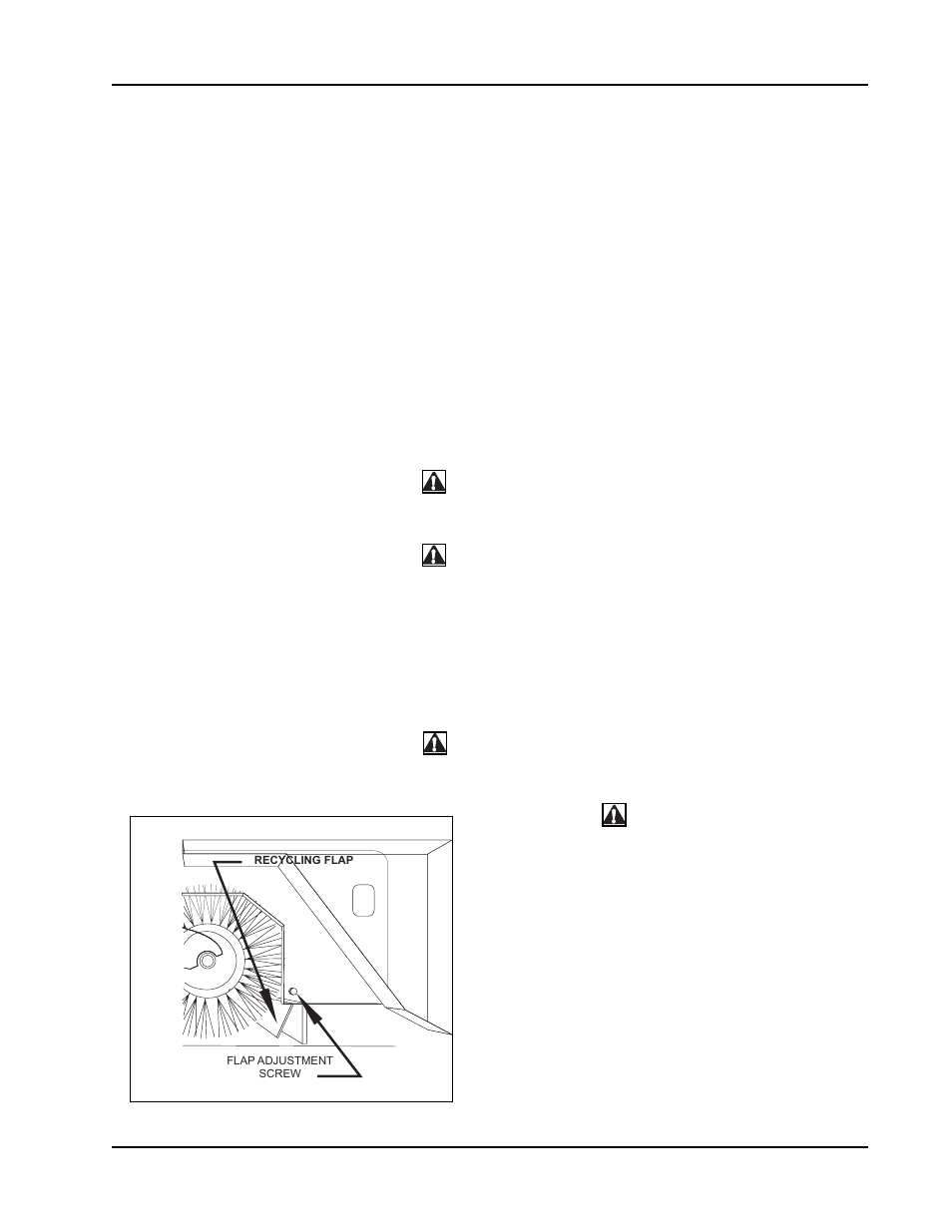 To change the panel filter-2, Flap service instructions, To adjust the drive wheel and side flaps | To adjust the recycling flap, Service instructions | Nilfisk-ALTO 114RS SWEEPER User Manual | Page 22 / 74