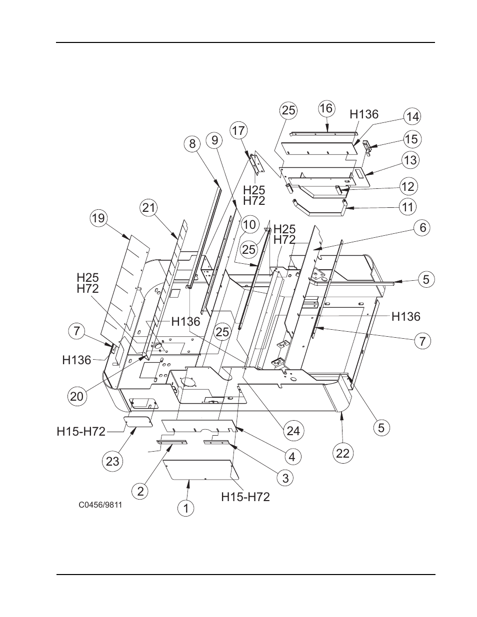 Doors, flaps & seals - exploded view | Nilfisk-ALTO 114RS SWEEPER User Manual | Page 34 / 74