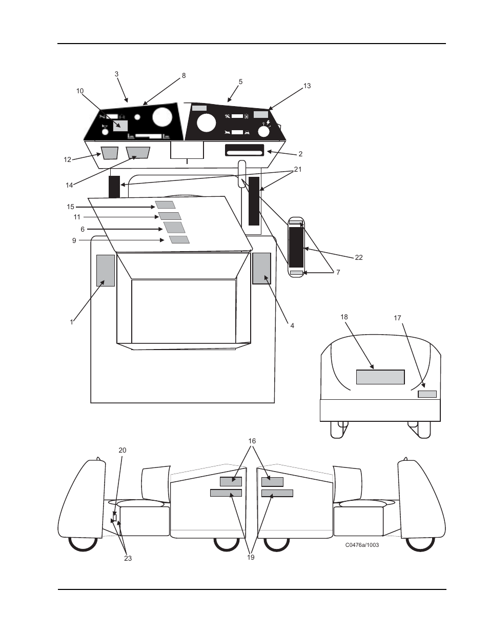 Decals - exploded view | Nilfisk-ALTO 114RS SWEEPER User Manual | Page 54 / 74