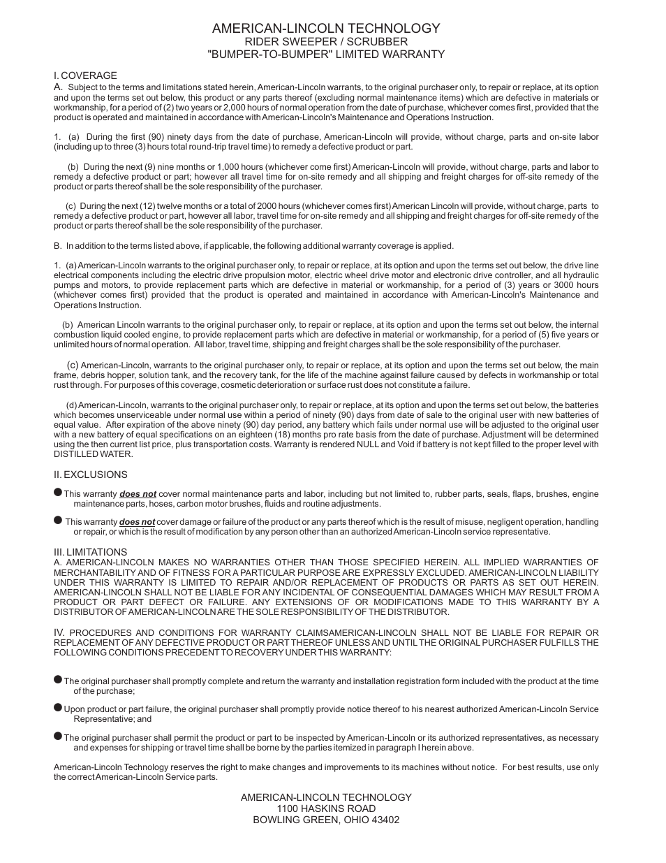American-lincoln technology | Nilfisk-ALTO 114RS SWEEPER User Manual | Page 74 / 74
