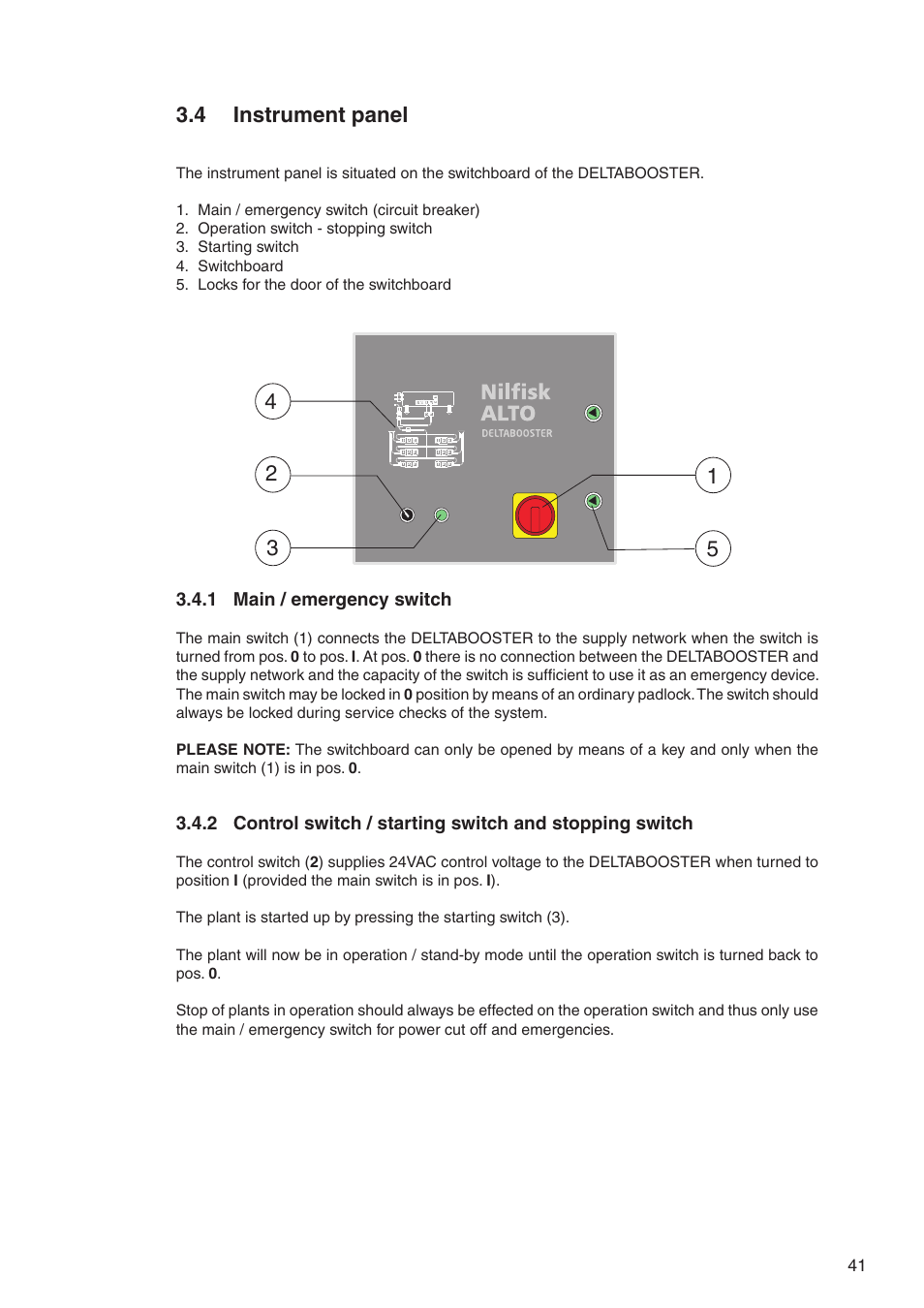 4 instrument panel | Nilfisk-ALTO DELTABOOSTER 7309021 User Manual | Page 41 / 56