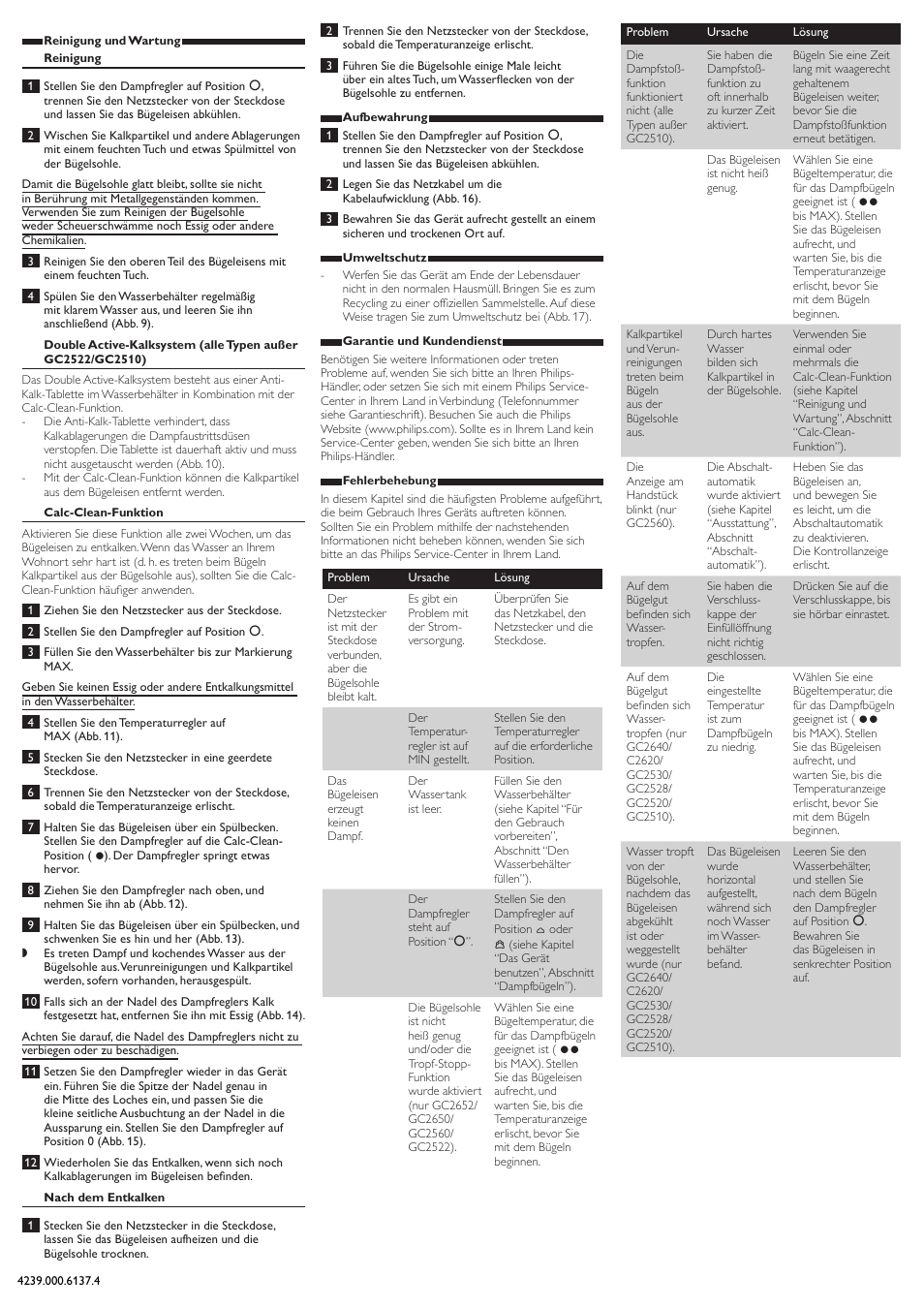 Philips 2500 series Dampfbügeleisen User Manual | Page 7 / 9