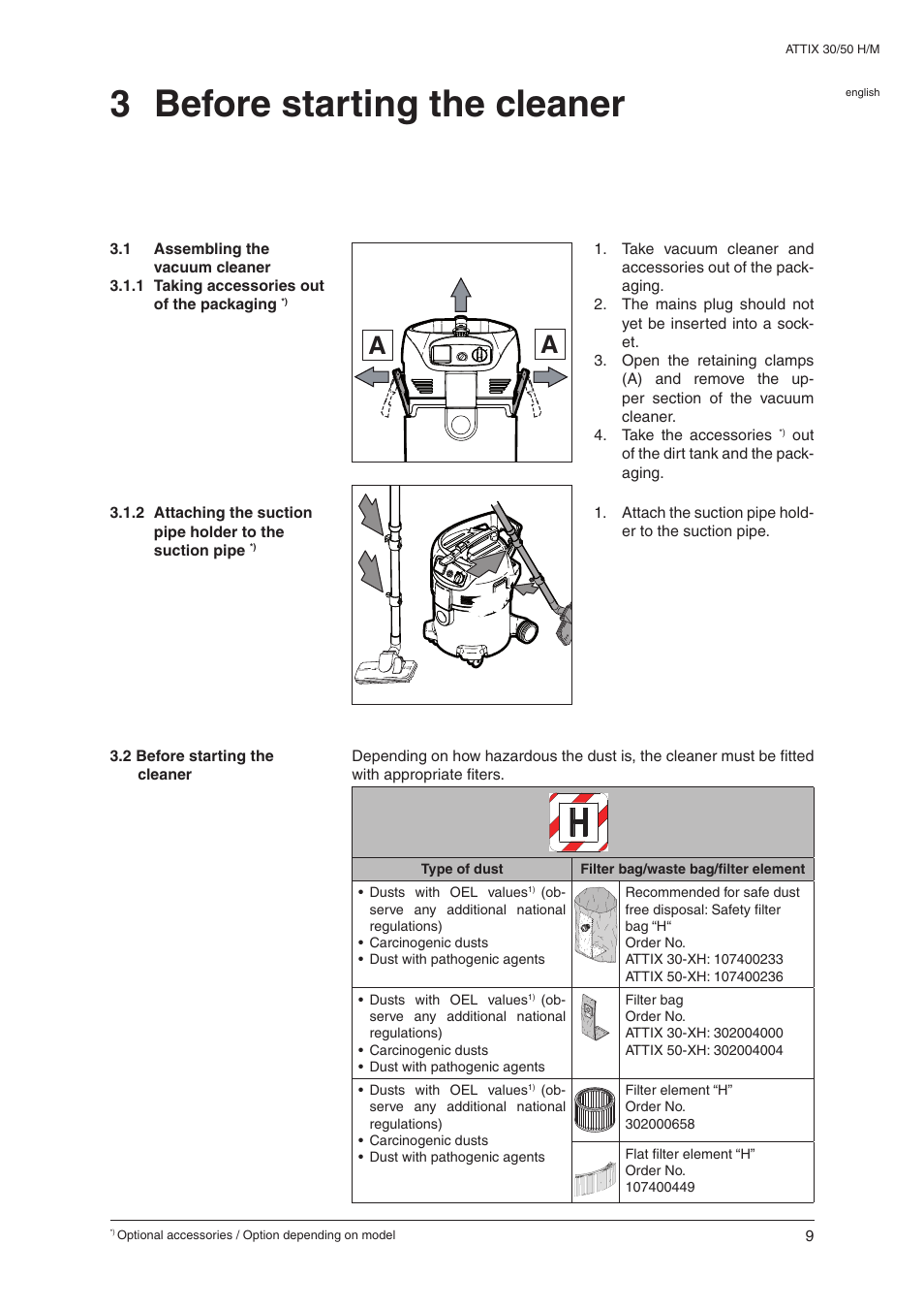 3 before starting the cleaner | Nilfisk-ALTO 30 H User Manual | Page 11 / 32
