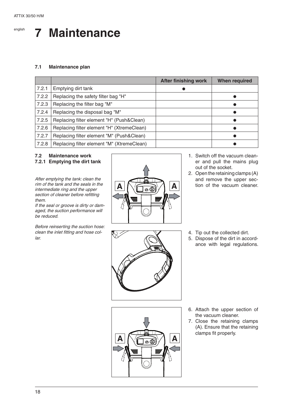 7 maintenance | Nilfisk-ALTO 30 H User Manual | Page 20 / 32