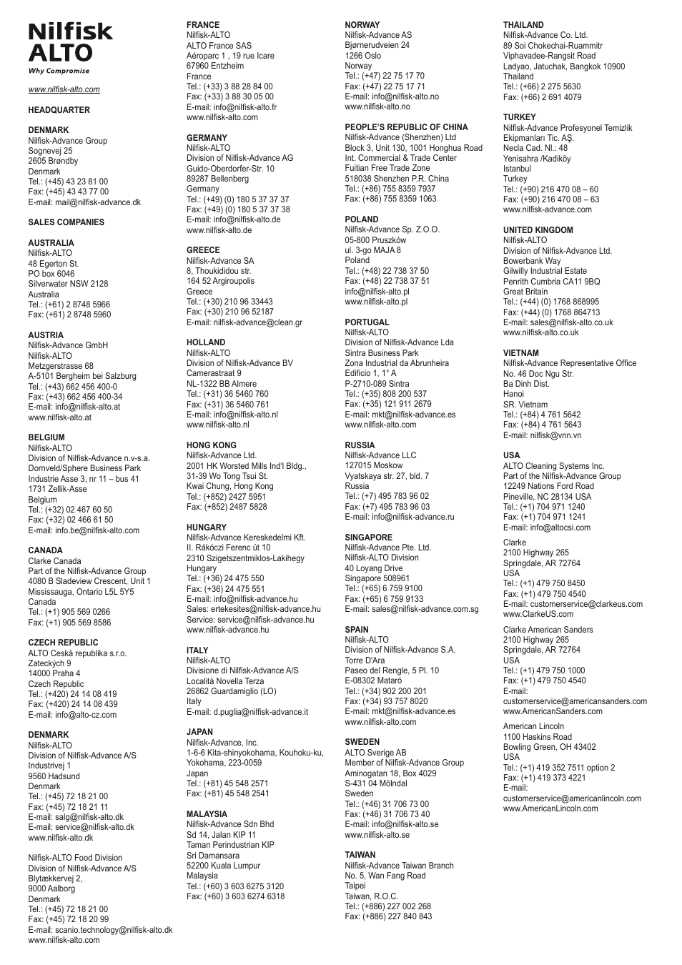 Nilfisk-ALTO 30 H User Manual | Page 32 / 32