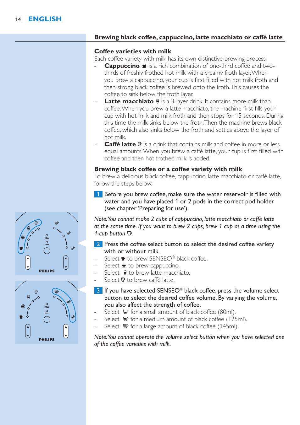 Philips SENSEO® Latte Select Kaffeepadmaschine User Manual | Page 14 / 102